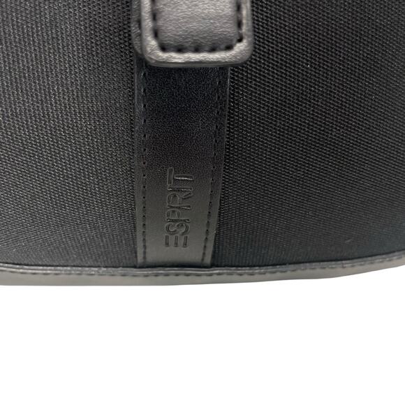 Vintage 90's Y2K Esprit Black Faux Leather Canvas Crossbody Mini Bag Small Purse - Picture 8 of 12